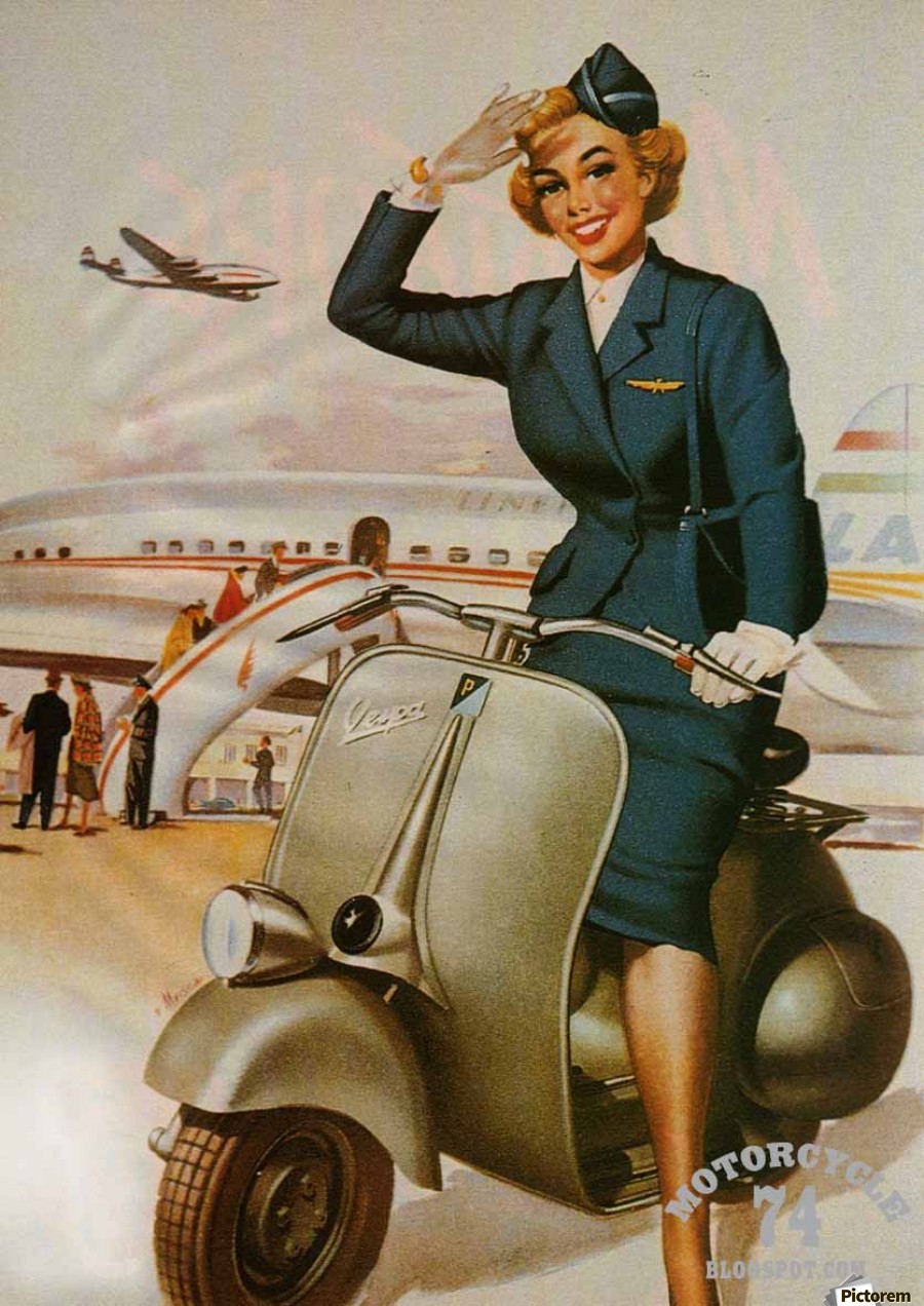 Vespa Pin Up Girl Vintage Poster 